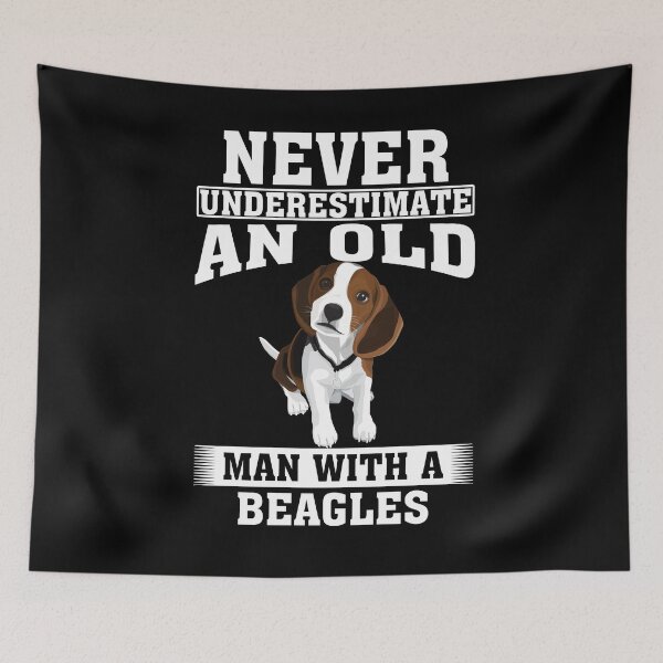 Item preview, Never Underestimate an Old Man with Beagles designed and sold by CosmoKitsch.