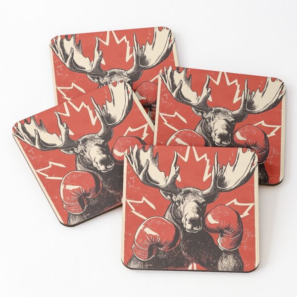 Item preview, Elbows Up! Boxing Moose – Vintage Canadian Poster designed and sold by Vixen-Villainy.