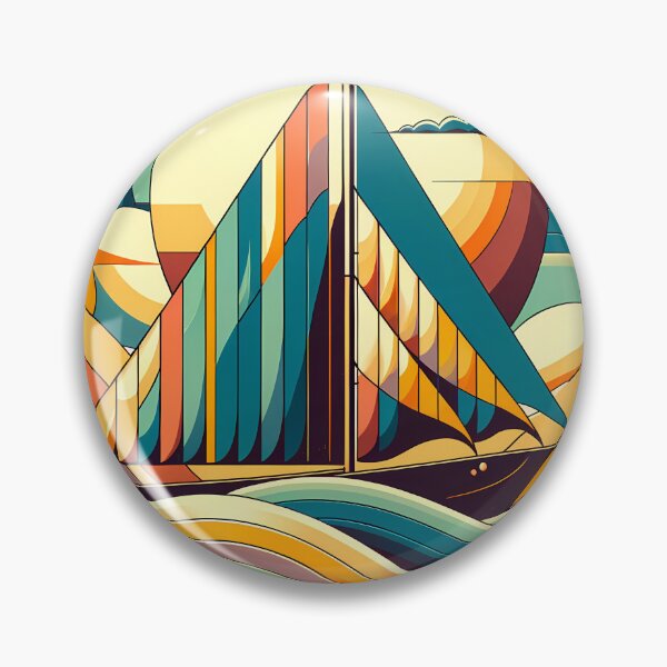 Item preview, Geometric Sailboat in Retro Waves designed and sold by InkSmithery.