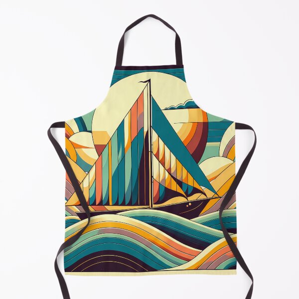 Item preview, Geometric Sailboat in Retro Waves designed and sold by InkSmithery.