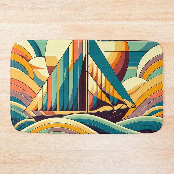 Item preview, Geometric Sailboat in Retro Waves designed and sold by InkSmithery.