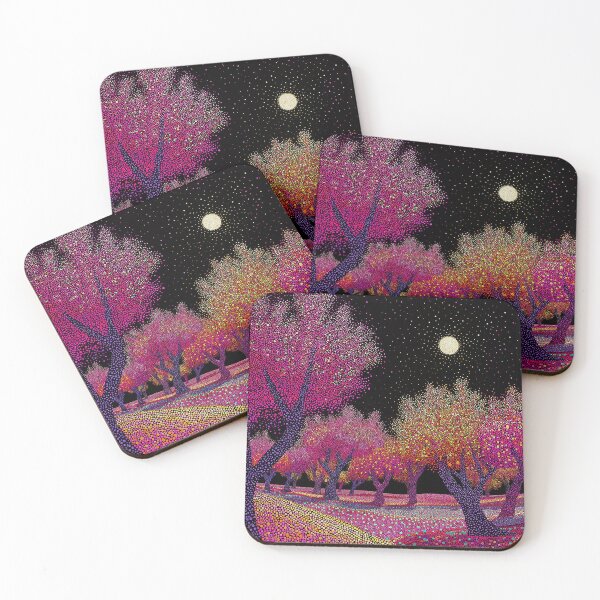 Item preview, Nightime Pink Tree Landscape designed and sold by Neika Shimm Designs.