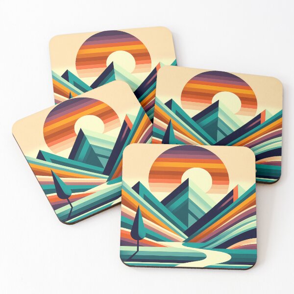 Item preview, Geometric Mountain Sunset Landscape designed and sold by InkSmithery.