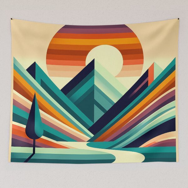 Item preview, Geometric Mountain Sunset Landscape designed and sold by InkSmithery.