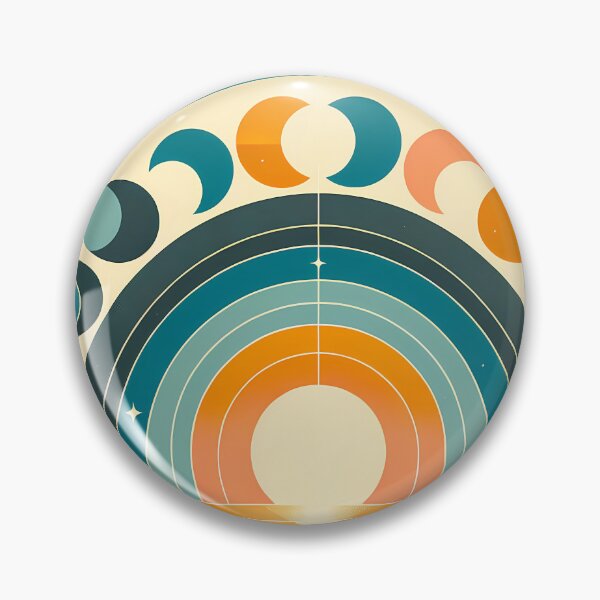 Item preview, Geometric Moon Phases Over Retro Sunrise designed and sold by InkSmithery.