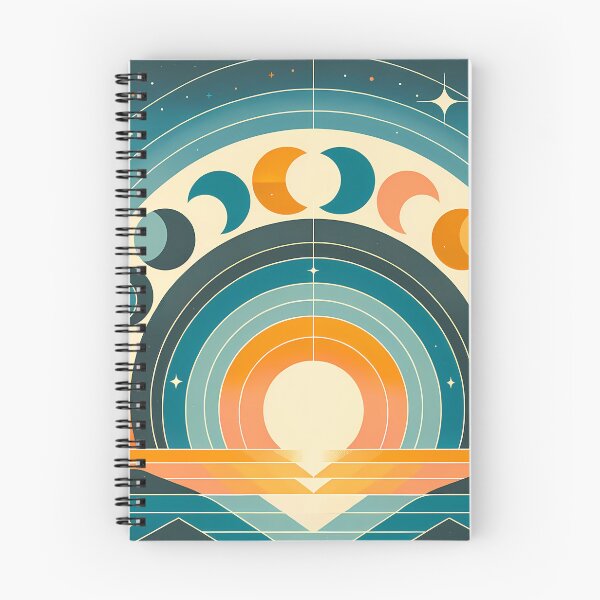 Item preview, Geometric Moon Phases Over Retro Sunrise designed and sold by InkSmithery.