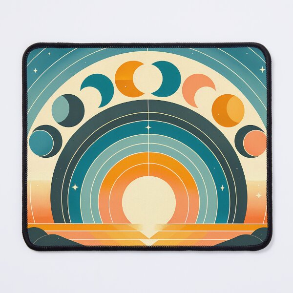 Item preview, Geometric Moon Phases Over Retro Sunrise designed and sold by InkSmithery.