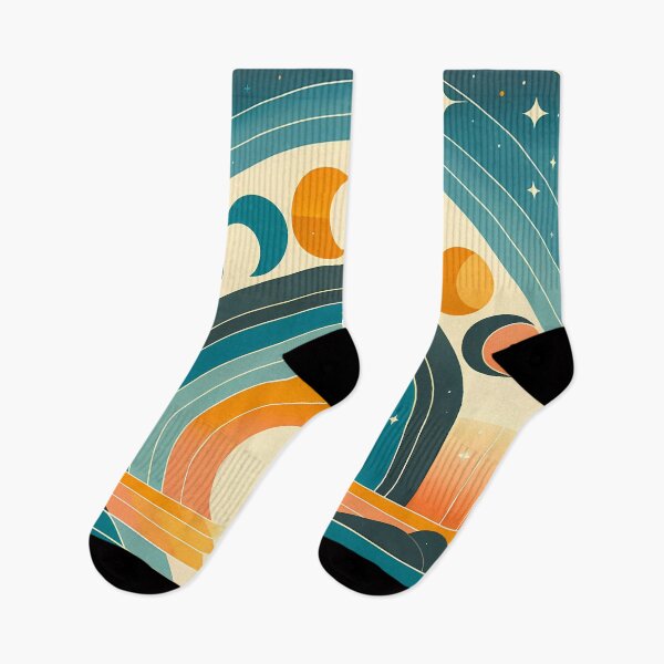 Item preview, Geometric Moon Phases Over Retro Sunrise designed and sold by InkSmithery.