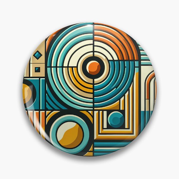 Item preview, Retro Geometric Circles and Stripes Abstract Grid designed and sold by InkSmithery.