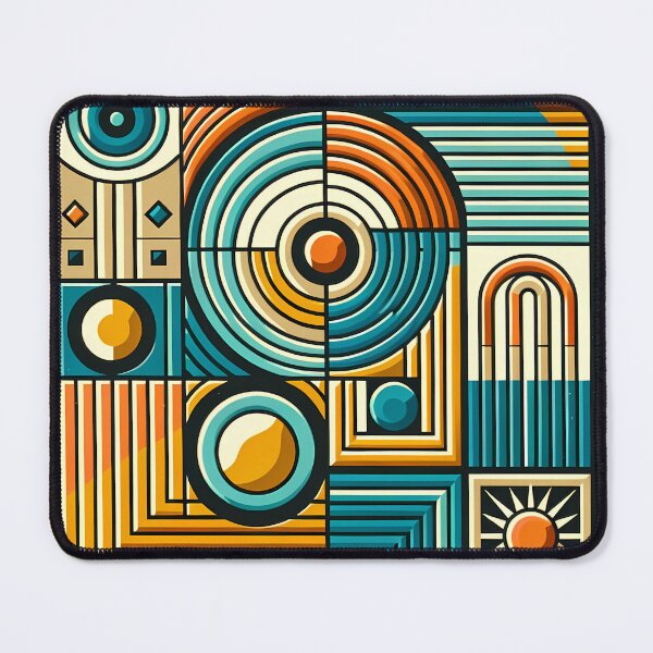 Item preview, Retro Geometric Circles and Stripes Abstract Grid designed and sold by InkSmithery.