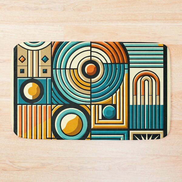 Item preview, Retro Geometric Circles and Stripes Abstract Grid designed and sold by InkSmithery.