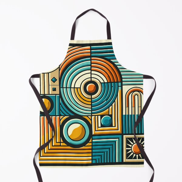 Item preview, Retro Geometric Circles and Stripes Abstract Grid designed and sold by InkSmithery.