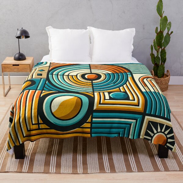 Item preview, Retro Geometric Circles and Stripes Abstract Grid designed and sold by InkSmithery.