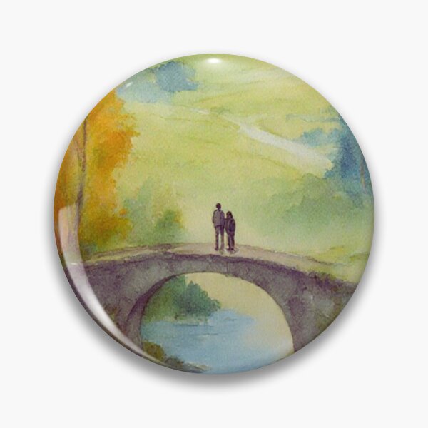Item preview, Couple on a Stone Bridge Overlooking Misty Mountains designed and sold by BLUESKY11a.