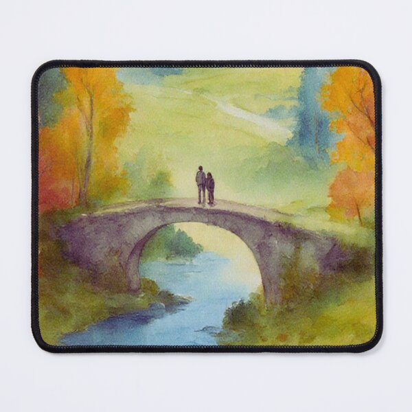 Item preview, Couple on a Stone Bridge Overlooking Misty Mountains designed and sold by BLUESKY11a.