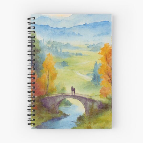 Item preview, Couple on a Stone Bridge Overlooking Misty Mountains designed and sold by BLUESKY11a.