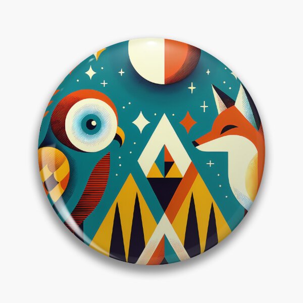 Item preview, Geometric Owl and Fox Under a Moonlit Sky designed and sold by InkSmithery.