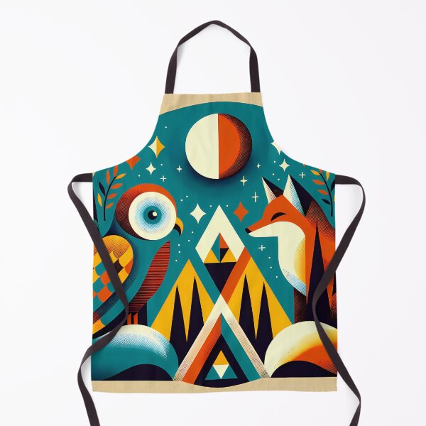 Item preview, Geometric Owl and Fox Under a Moonlit Sky designed and sold by InkSmithery.