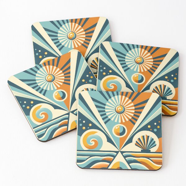 Item preview, Geometric Sunburst and Waves Abstract designed and sold by InkSmithery.