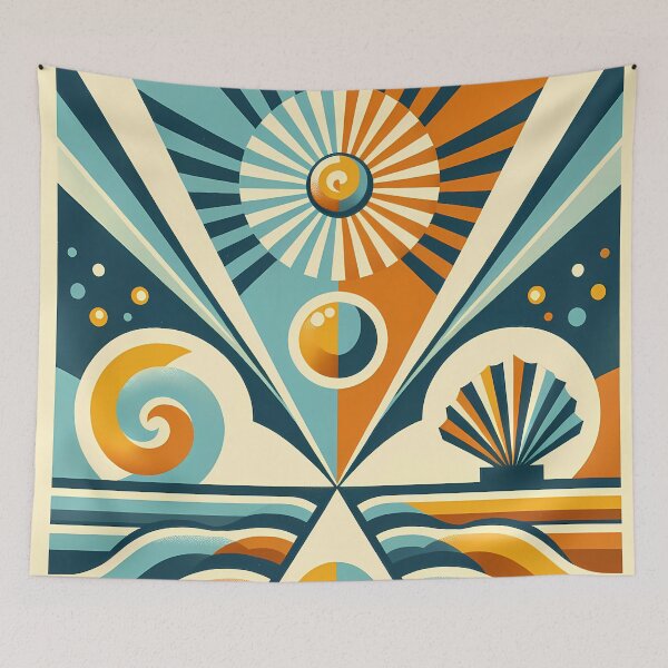 Item preview, Geometric Sunburst and Waves Abstract designed and sold by InkSmithery.