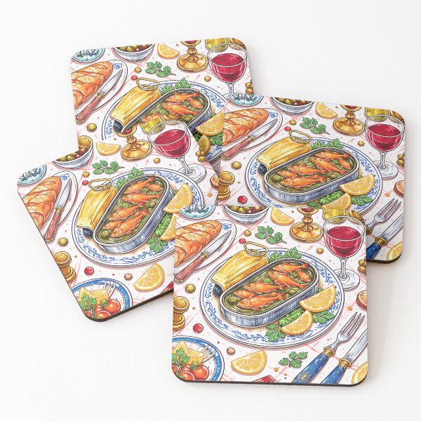 Item preview, Mediterranean Sardines Table Illustration designed and sold by AliveStyle.
