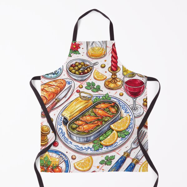 Item preview, Mediterranean Sardines Table Illustration designed and sold by AliveStyle.