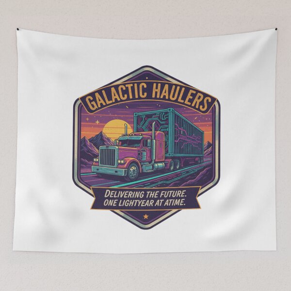 Item preview, Galactic Haulers Space Trucker - Retro Future Semi-Truck Art designed and sold by Wear Sculpt.