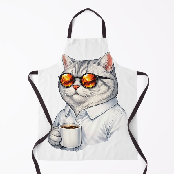 Item preview, Coffee Break Cat in Fire Glasses designed and sold by NewOldArtsy.
