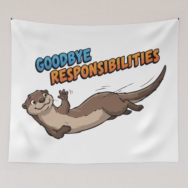 Item preview, Goodbye Responsibilities Belly Sliding River Otter designed and sold by Petzzz.