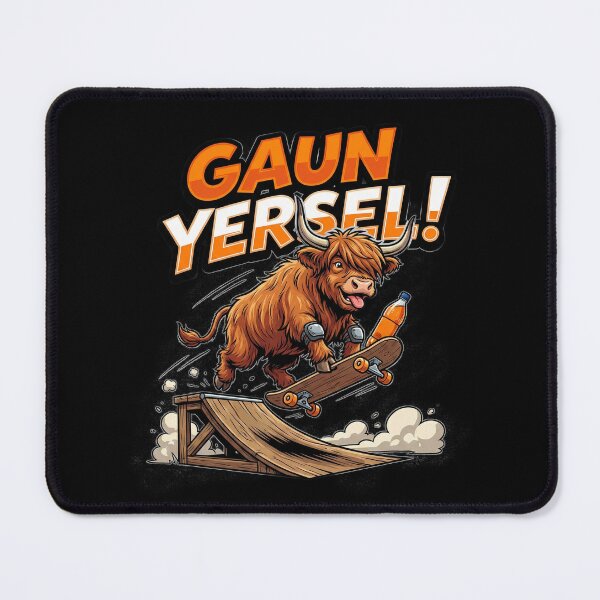 Item preview, Gaun Yersel Highland Cow Skateboarder Scottish Humour designed and sold by Loom on the Loch.