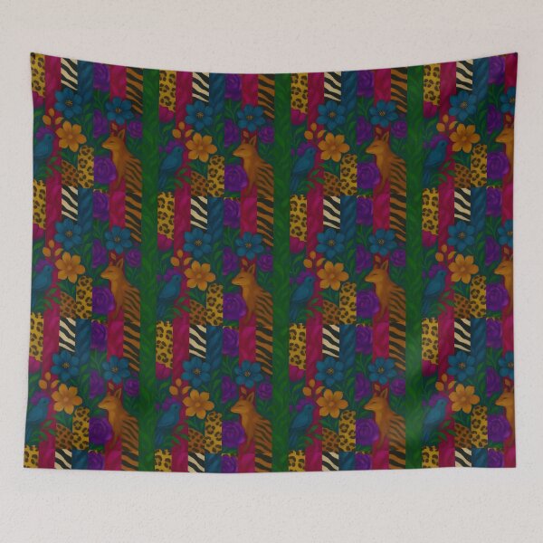 Item preview, Wildlife Floral Stripes designed and sold by Poetic Patterns Studio.