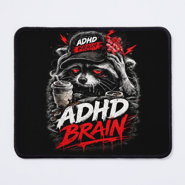 Item preview, ADHD Brain Raccoon — Chaotic Mind Coffee Overload designed and sold by VibeOffline Studio.