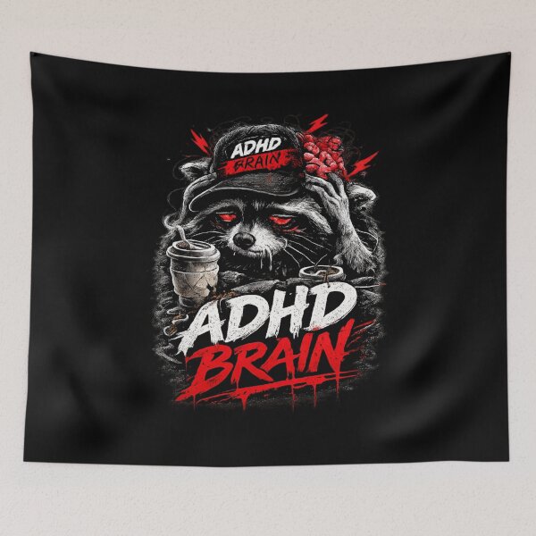 Item preview, ADHD Brain Raccoon — Chaotic Mind Coffee Overload designed and sold by VibeOffline Studio.
