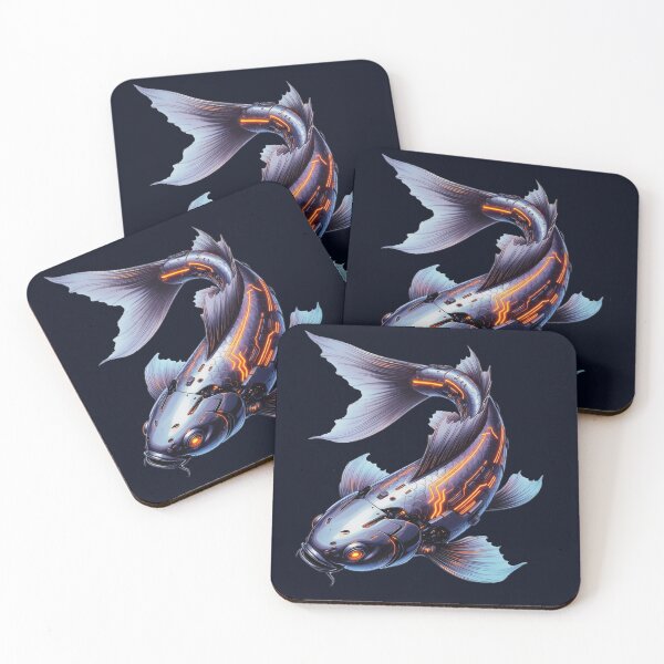 Item preview, Cyberpunk Koi Fish Bio Mechanical Neon Japanese Art Poster Sticker Gift designed and sold by Ink Dynasty.