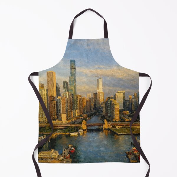 Item preview, Chicago Skyline at Golden Hour Oil Painting designed and sold by PopCultureArtShop.