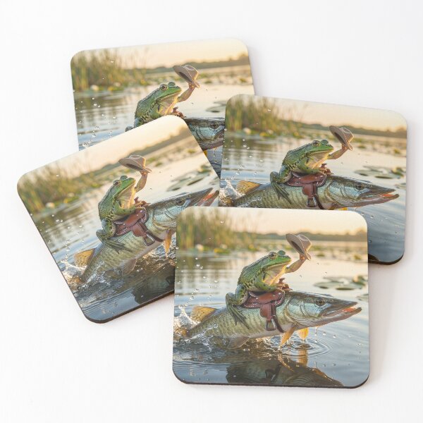 Item preview, Cowboy Frog Rides Bucking Muskellunge designed and sold by Tridentulus.