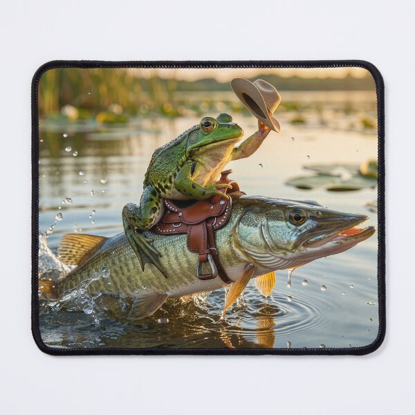 Item preview, Cowboy Frog Rides Bucking Muskellunge designed and sold by Tridentulus.