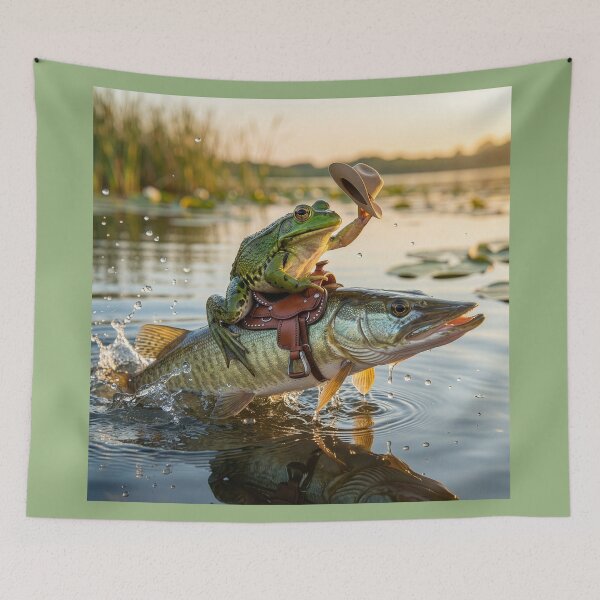 Item preview, Cowboy Frog Rides Bucking Muskellunge designed and sold by Tridentulus.