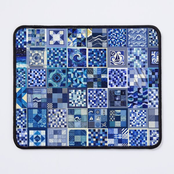 Item preview, Coastal Patchwork Quilted Look - Faux Patchwork Print Granny Squares 3/4 designed and sold by Beachy.