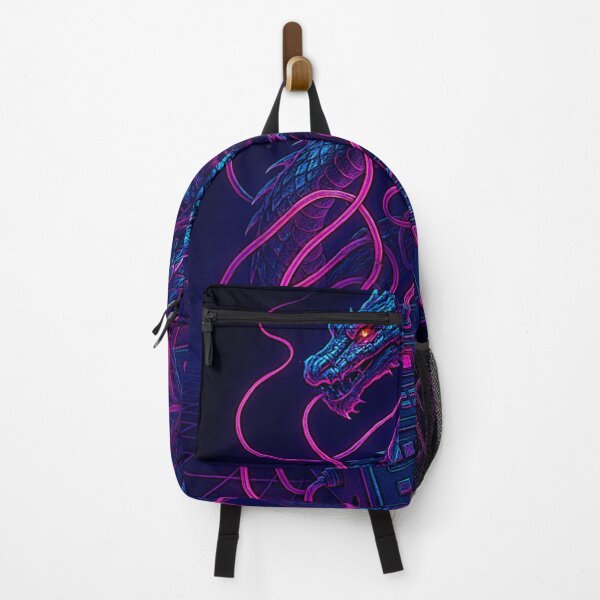 Item preview, Neon Cyber Dragon Beat Machine – Vaporwave Synth Guardian designed and sold by LuxuryApparels.