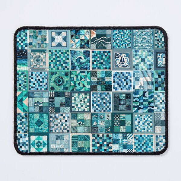 Item preview, Coastal Patchwork Quilted Look - Faux Patchwork Print Granny Squares 4/4 designed and sold by Beachy.