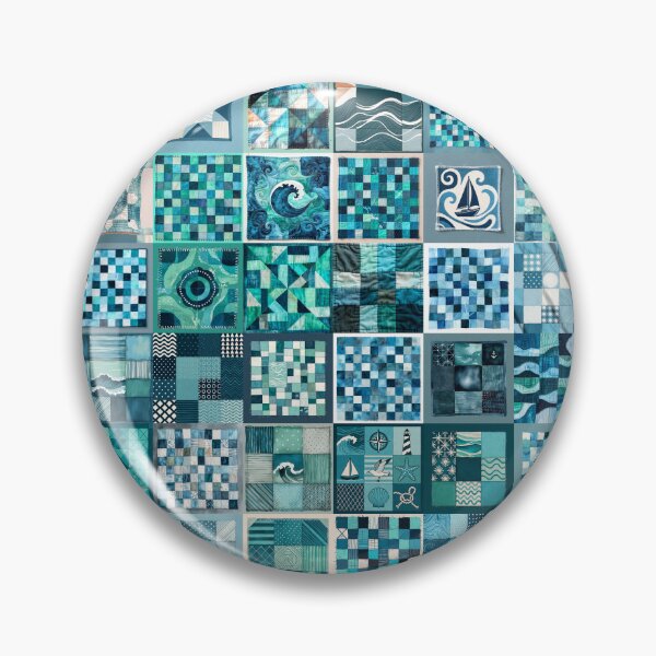 Item preview, Coastal Patchwork Quilted Look - Faux Patchwork Print Granny Squares 4/4 designed and sold by Beachy.