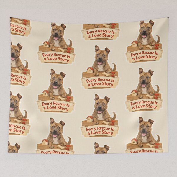 Item preview, Every Rescue Is a Love Story – Brindle Pit Bull Rescue Sticker designed and sold by Tiny Joy World.
