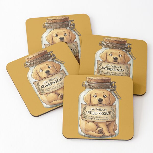 Item preview, The Ultimate Antidepressant: Cute Golden Retriever Puppy in a Jar Funny Dog  designed and sold by MythoWorldddd.