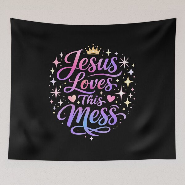 Item preview, Jesus Loves This Mess Christian Pastel Gradient Design designed and sold by Daughter of a King Designs.