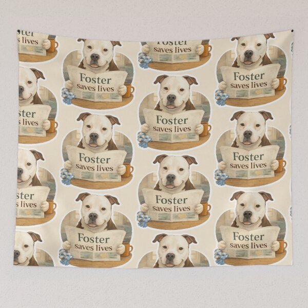 Item preview, Foster Saves Lives – Rescue Dog Sticker designed and sold by Tiny Joy World.