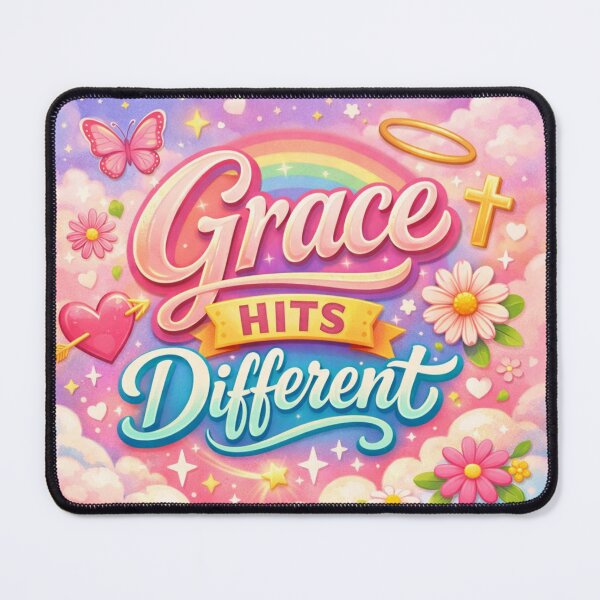 Item preview, Grace Hits Different Cute Christian Quote Pastel Design designed and sold by Daughter of a King Designs.