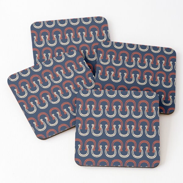 Item preview, Navy Horseshoe Cowboy Wild West Pattern  designed and sold by Patternandflow.