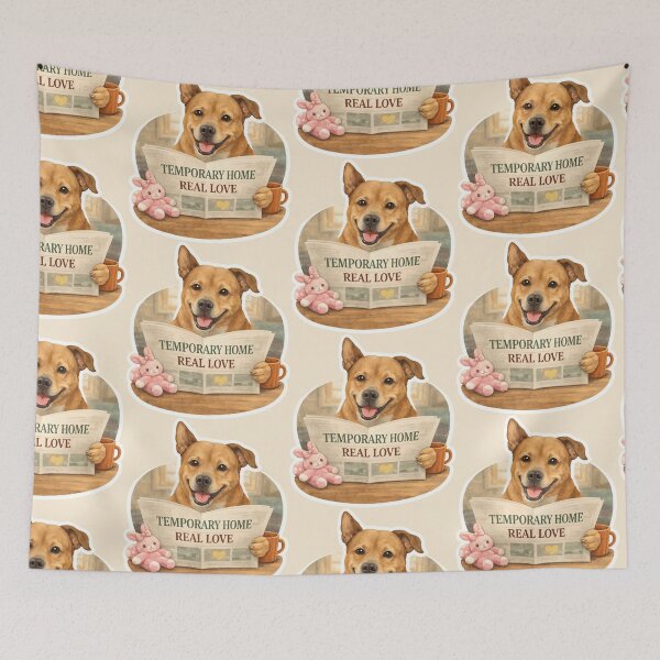 Item preview, Temporary Home, Real Love – Foster Dog Sticker designed and sold by Tiny Joy World.