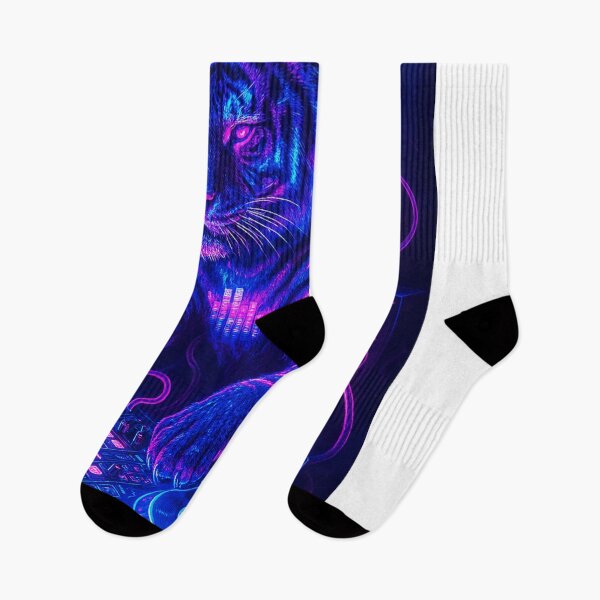 Item preview, Futuristic Black Cat DJ | Neon Tentacles & Holographic Panels Synthwave Art designed and sold by LuxuryApparels.
